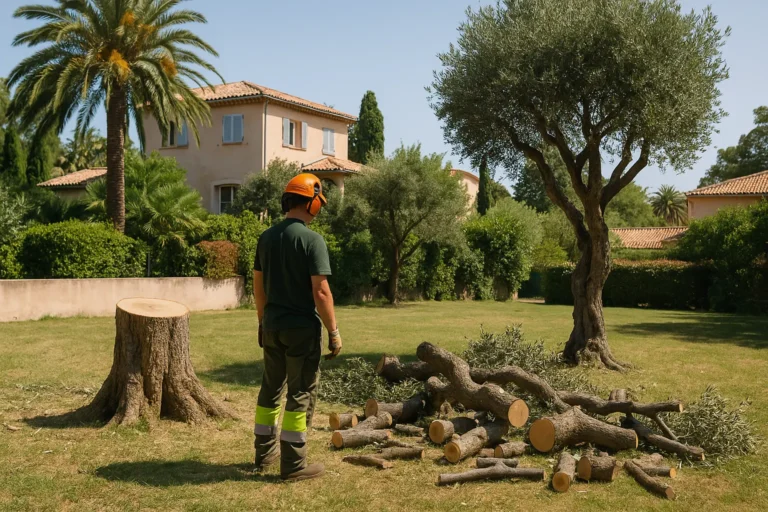Travaux d'abattage d'arbres a La Bocca