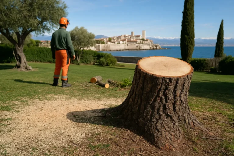 Tronc coupe avec vue sur Antibes