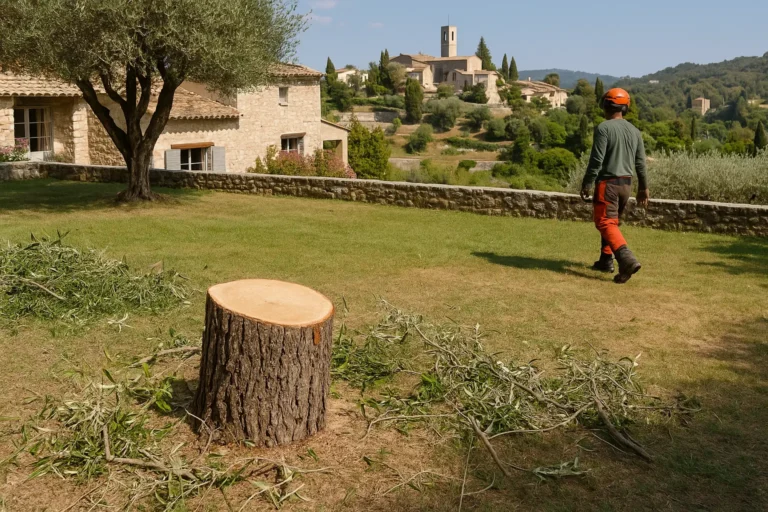 Tronconneuse a l'oeuvre, sueur et precision.
