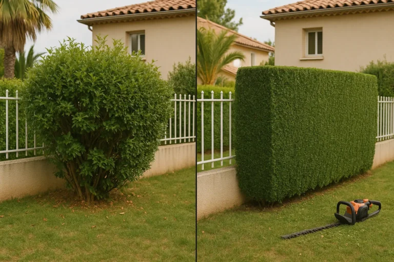 Avant et apres la taille de haie